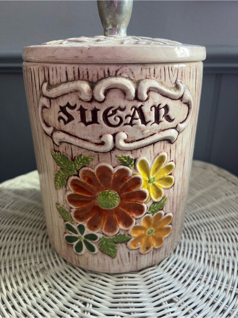 Vintage Treasure Craft Sugar Ceramic Canister